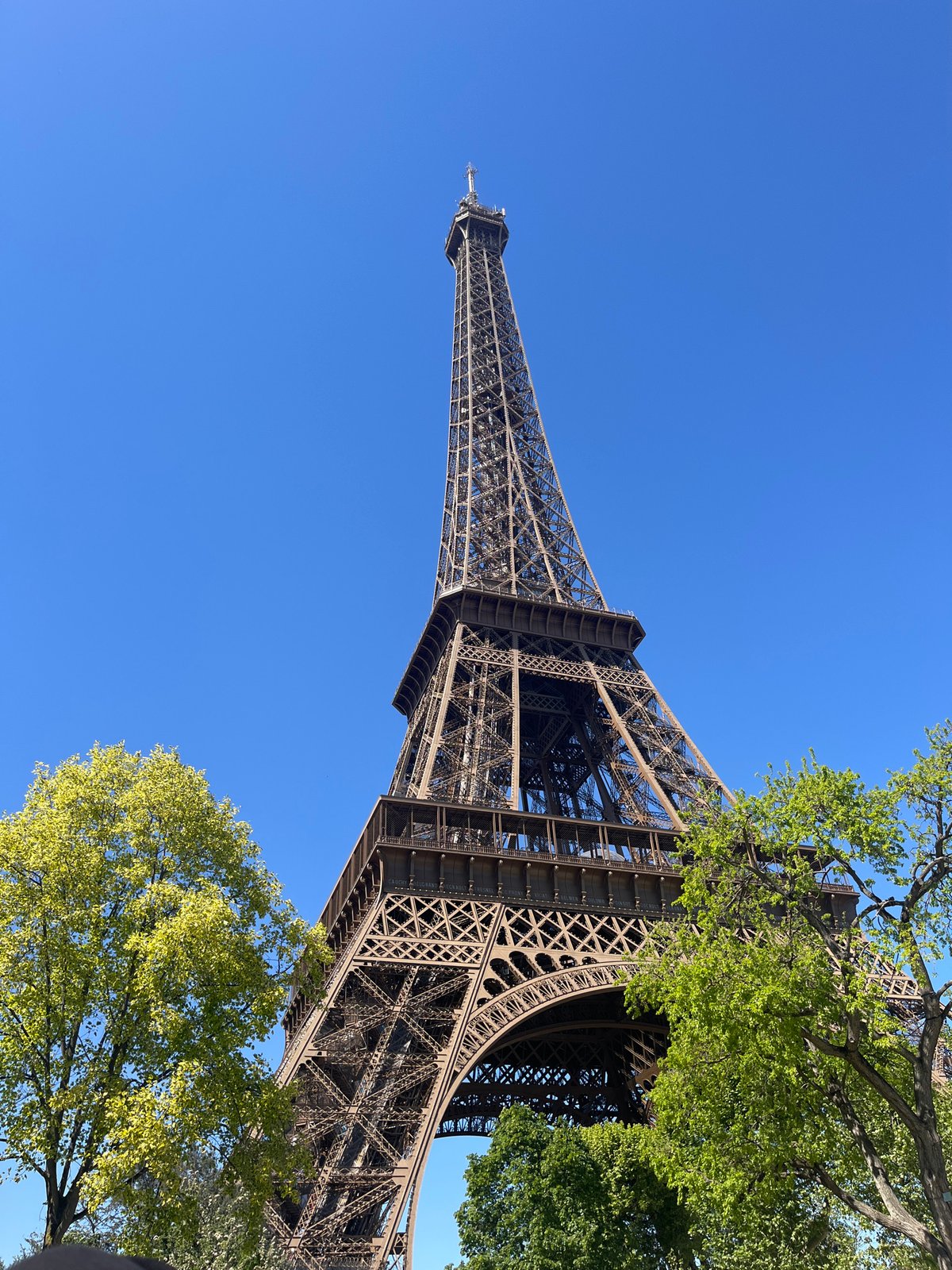 Eiffel Tower photographed under clear skies in Paris