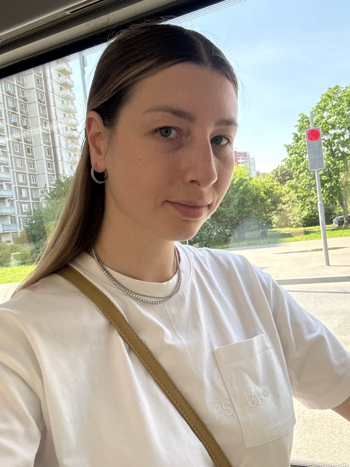 Morning moments captured across Moscow: selfie and sleeping child