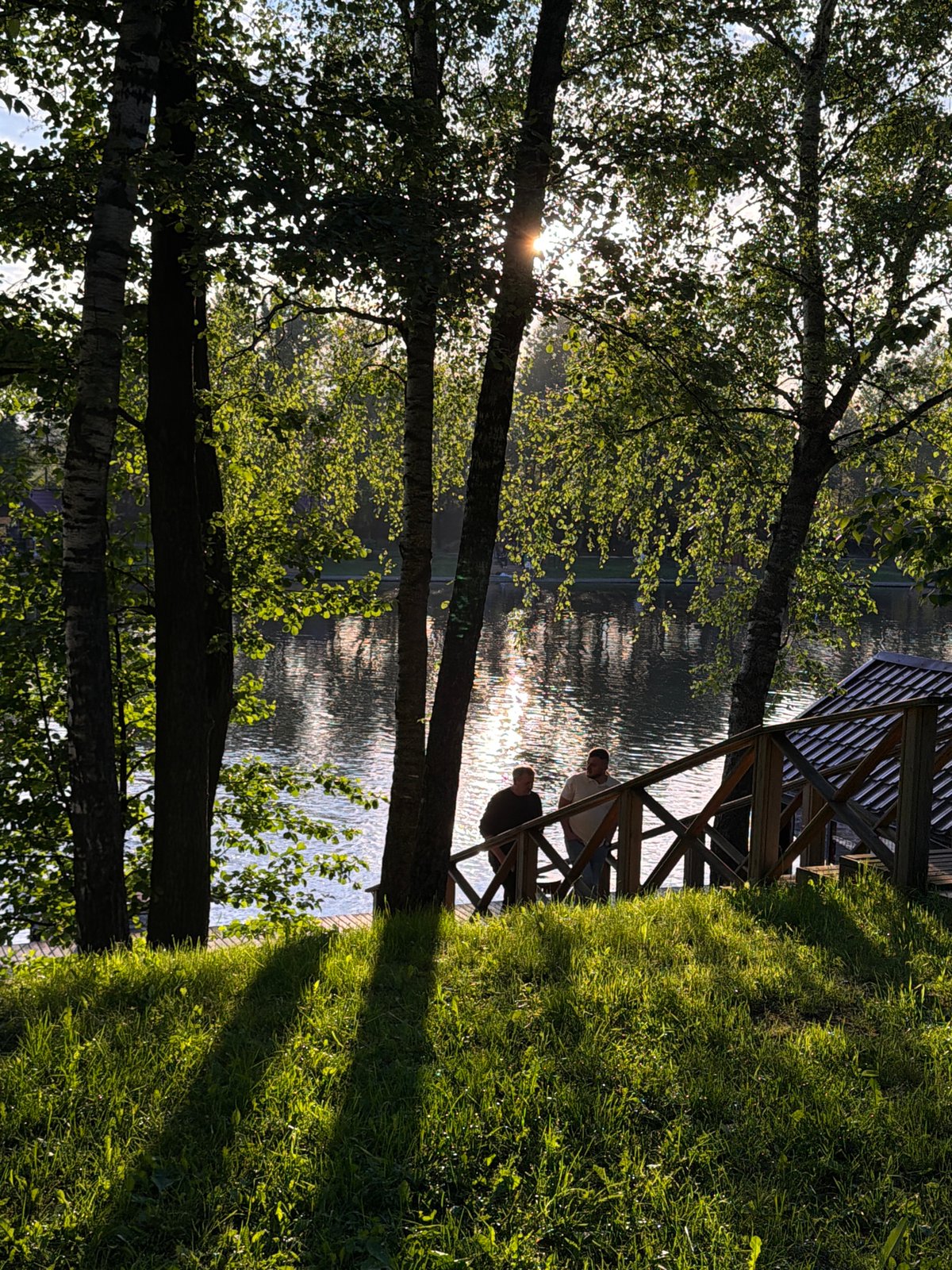 Woman photographs park visit in Polivanovo, Russia area