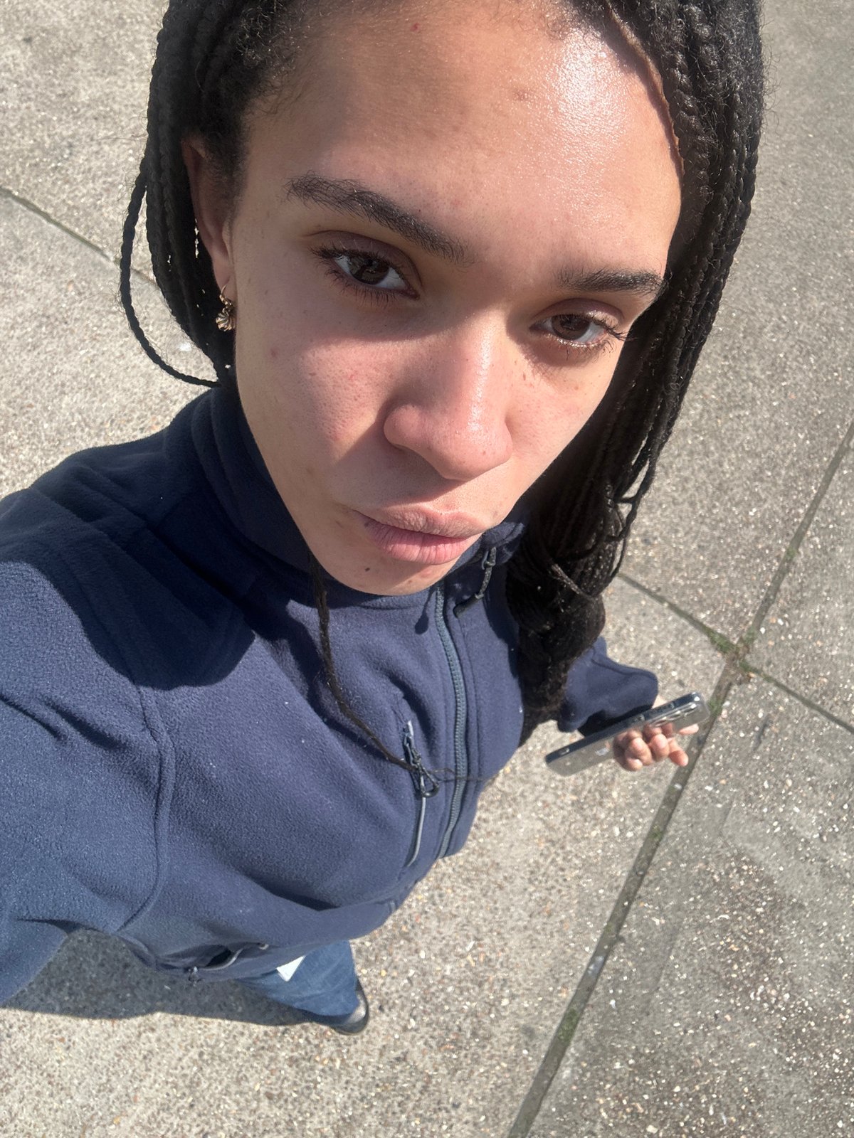 Overhead selfie captured in London showing contemplative expression