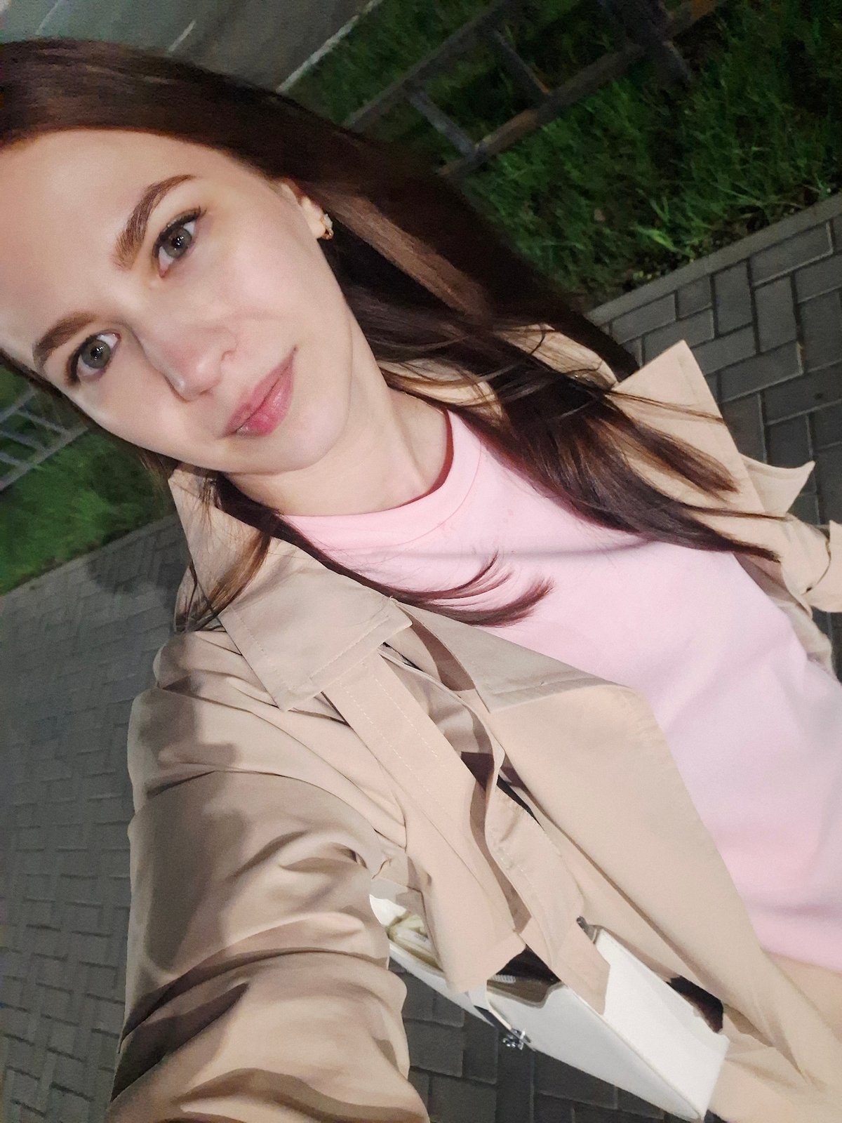 Woman documents evening outing with selfies in Chaikovsky, Russia