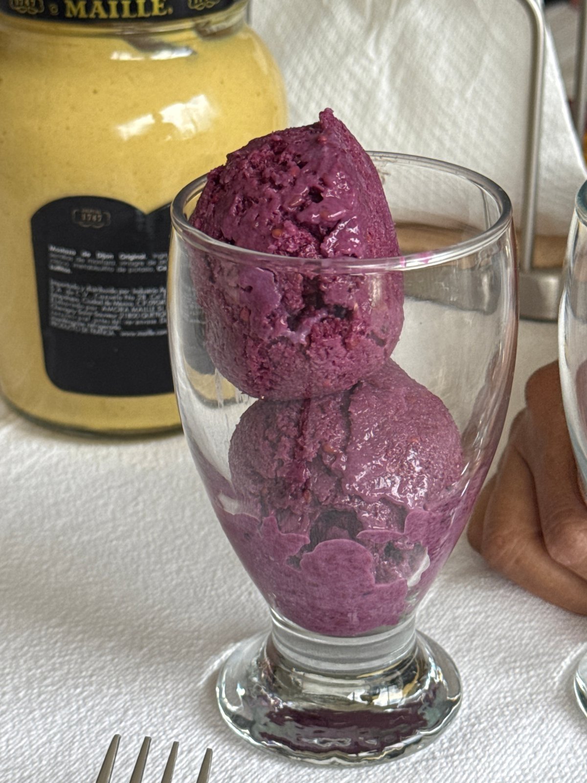 Purple ice cream photographed at Oaxaca City establishment