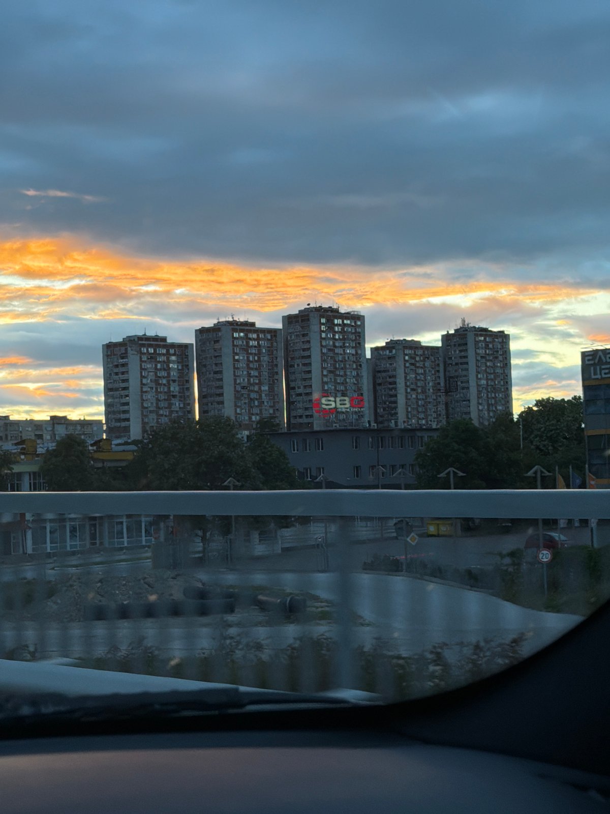 Vehicle view captured of Trakiya neighborhood apartment blocks in Plovdiv