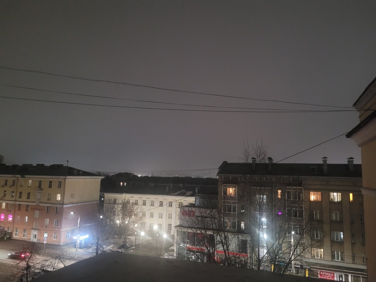 Nighttime cityscape documented from elevated position in Izhevsk