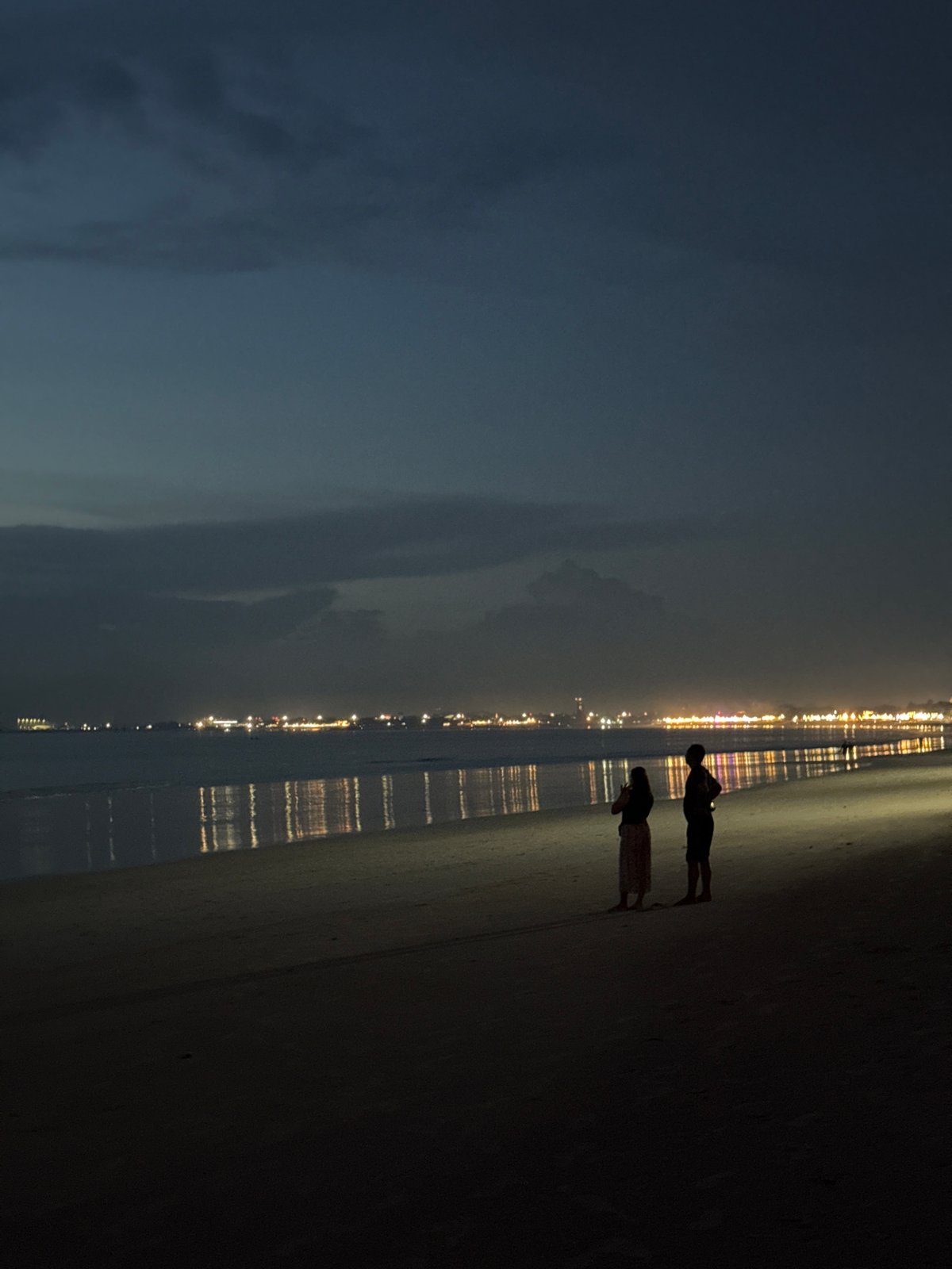 Evening falls across Kuta Selatan resort areas