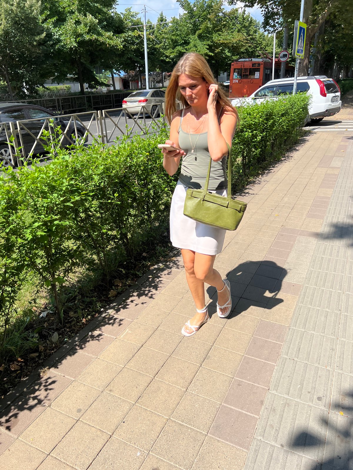 Everyday street life on a summer morning in Krasnodar