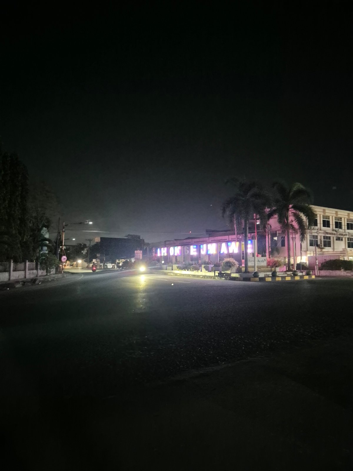 Nighttime street scenes documented in Lhokseumawe, Indonesia