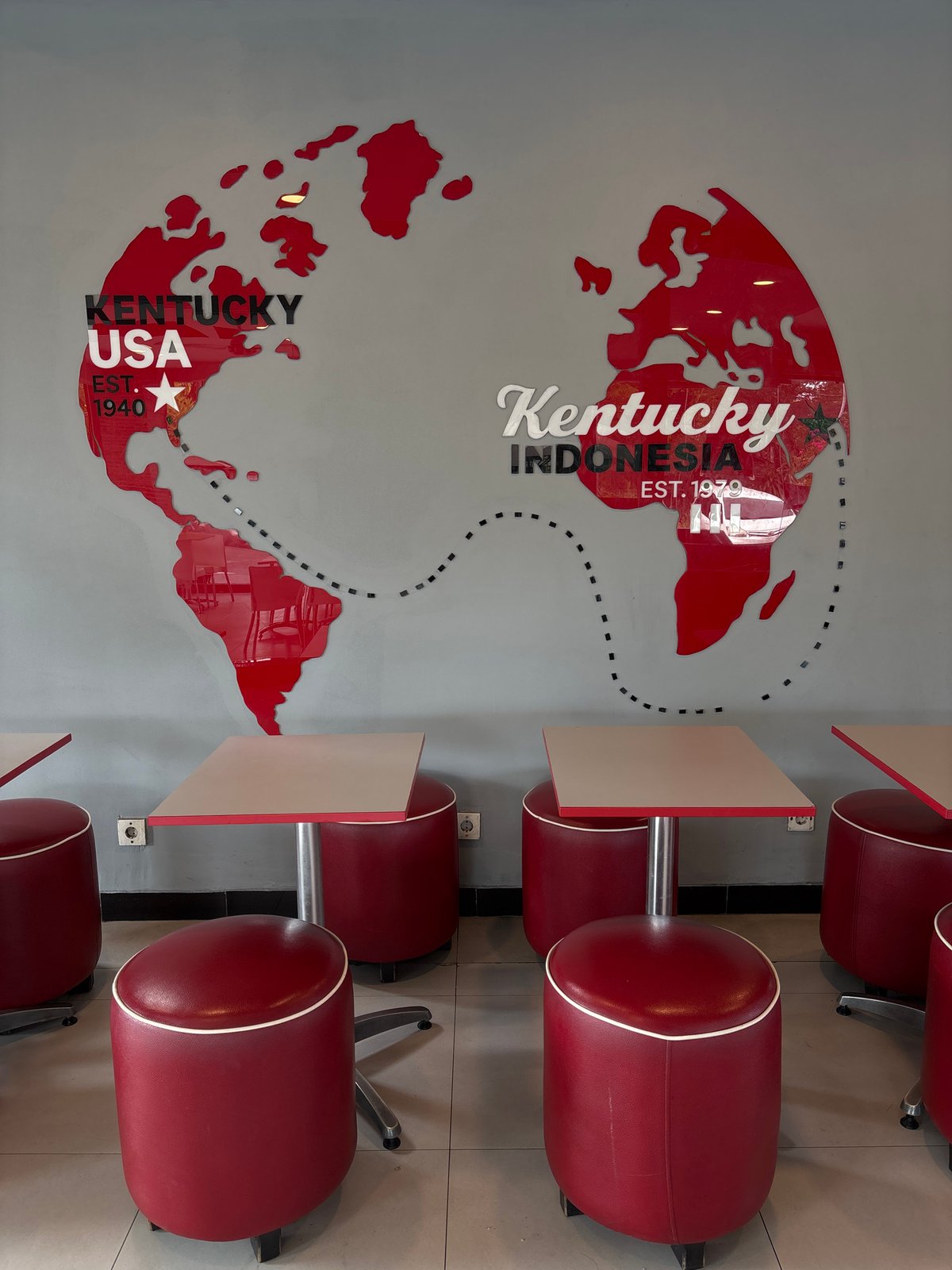 Inside a busy KFC in Denpasar during morning service