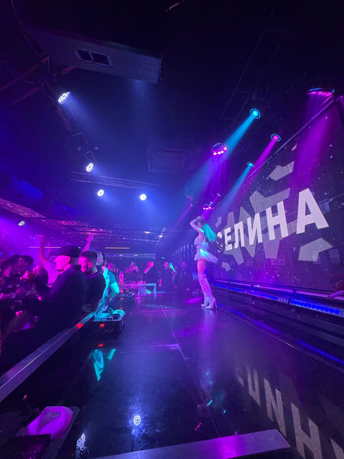 Aerial performer entertains packed Sofia nightclub crowd