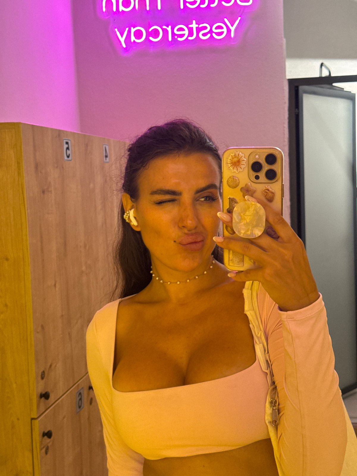 Gym locker room selfie session in Fethiye, Turkey