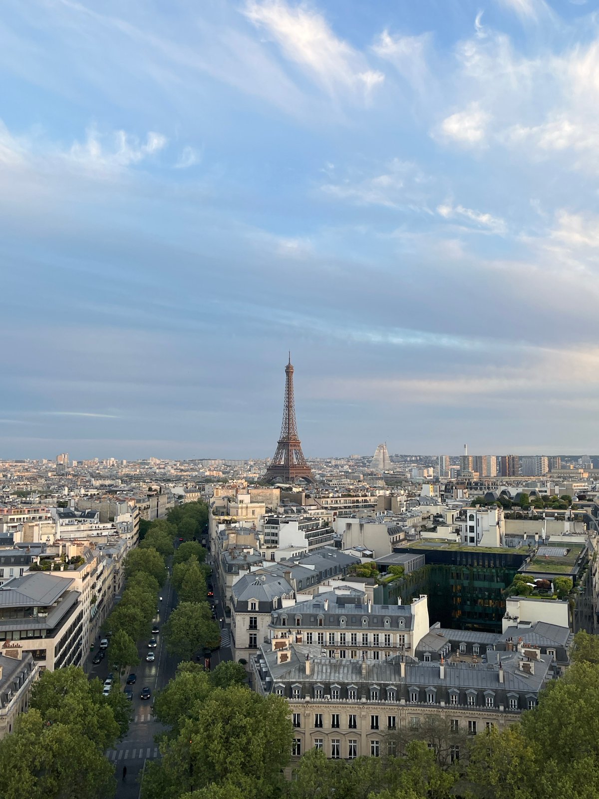 Panoramic Paris cityscape captured featuring prominent Eiffel Tower view