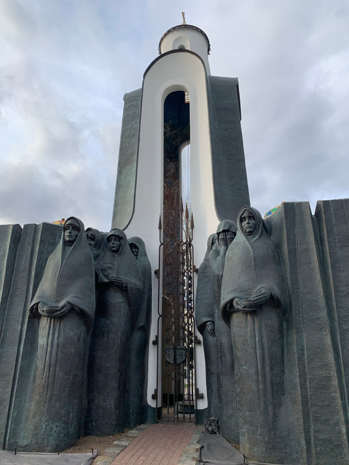 Minsk war memorial and cityscape documented during evening hours