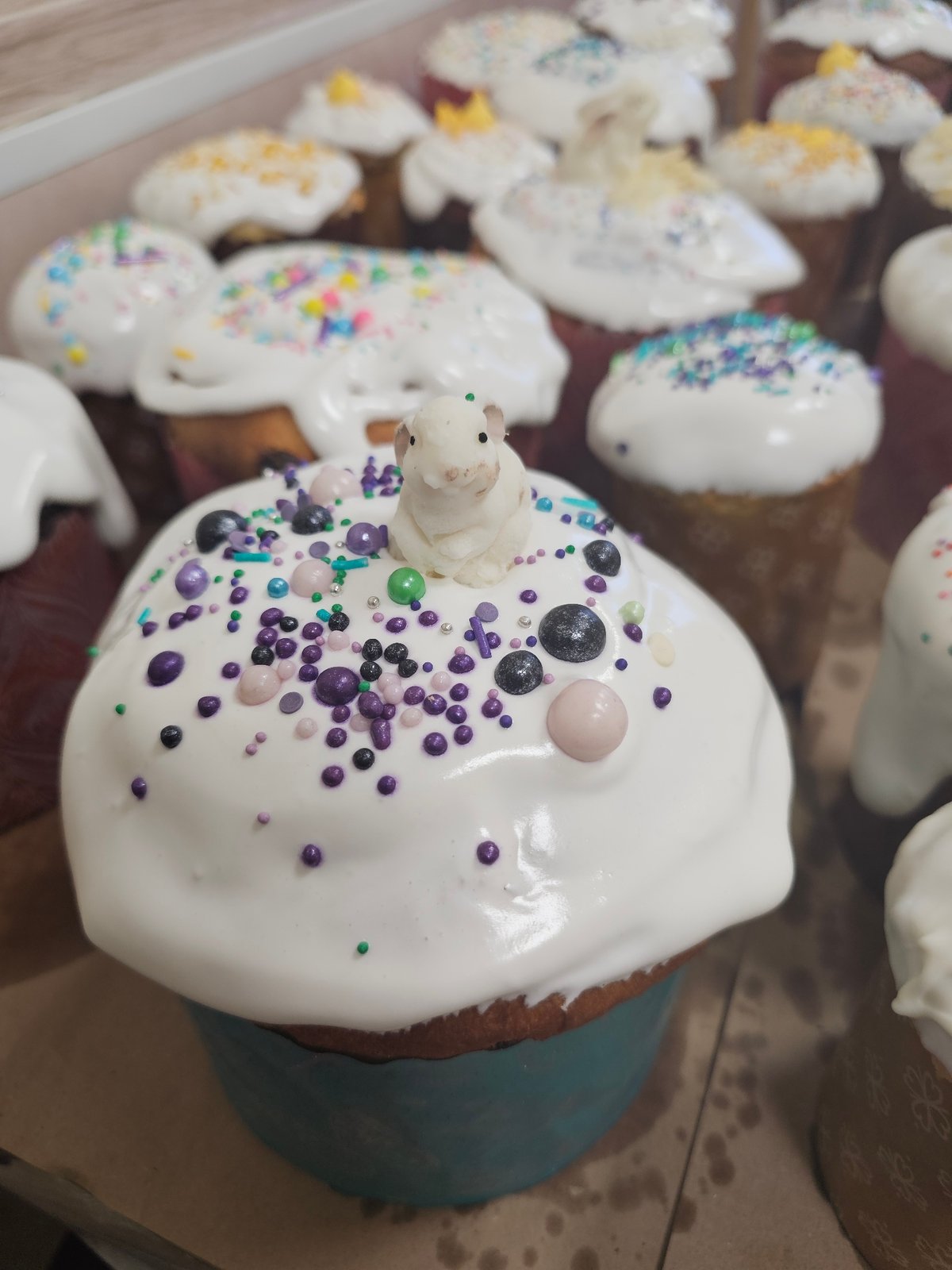 Traditional Easter cakes displayed at Moscow bakery