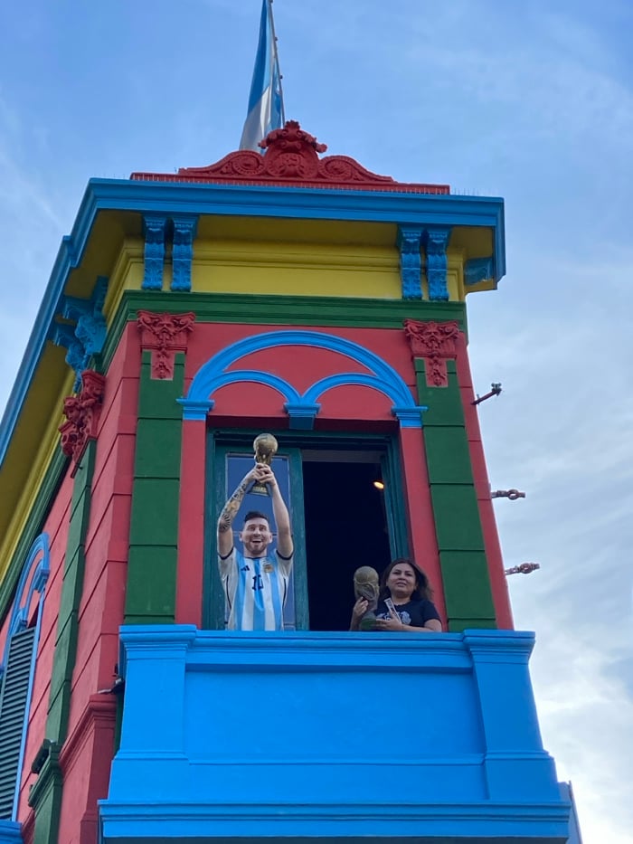 Tourists photograph Messi displays, colorful buildings in Buenos Aires