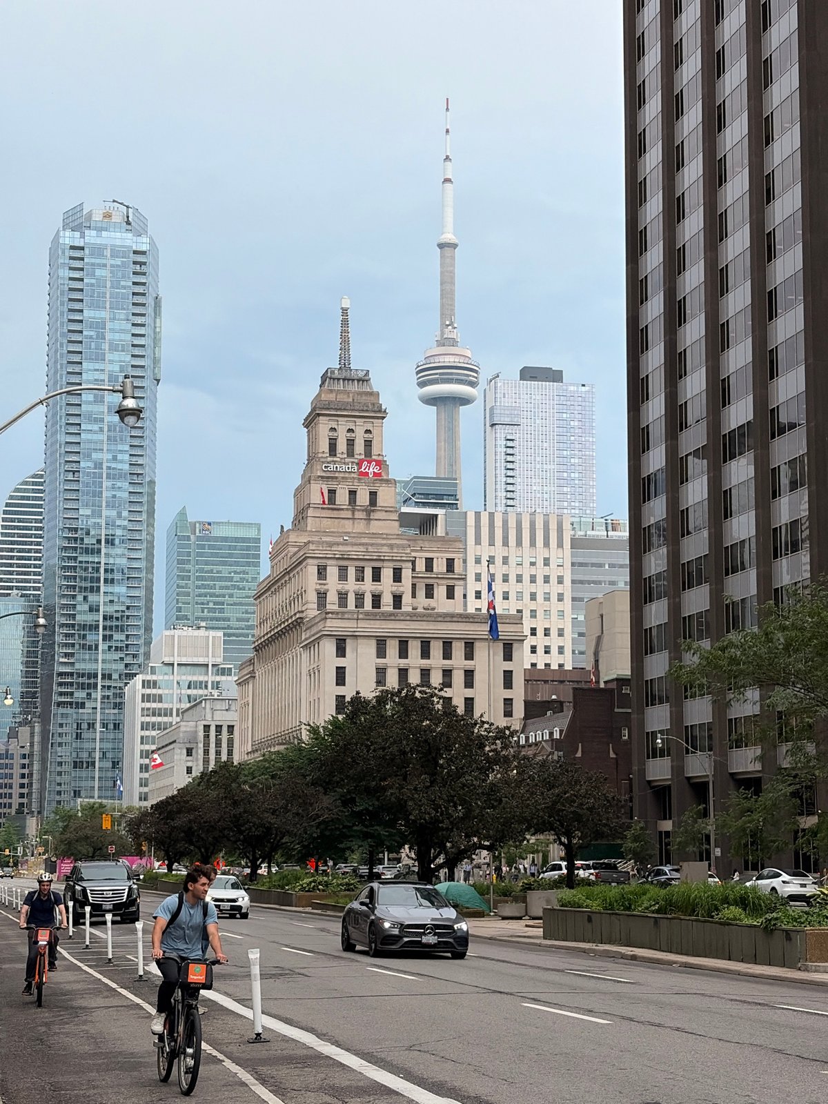 Old City Hall and downtown Toronto streets on a July evening