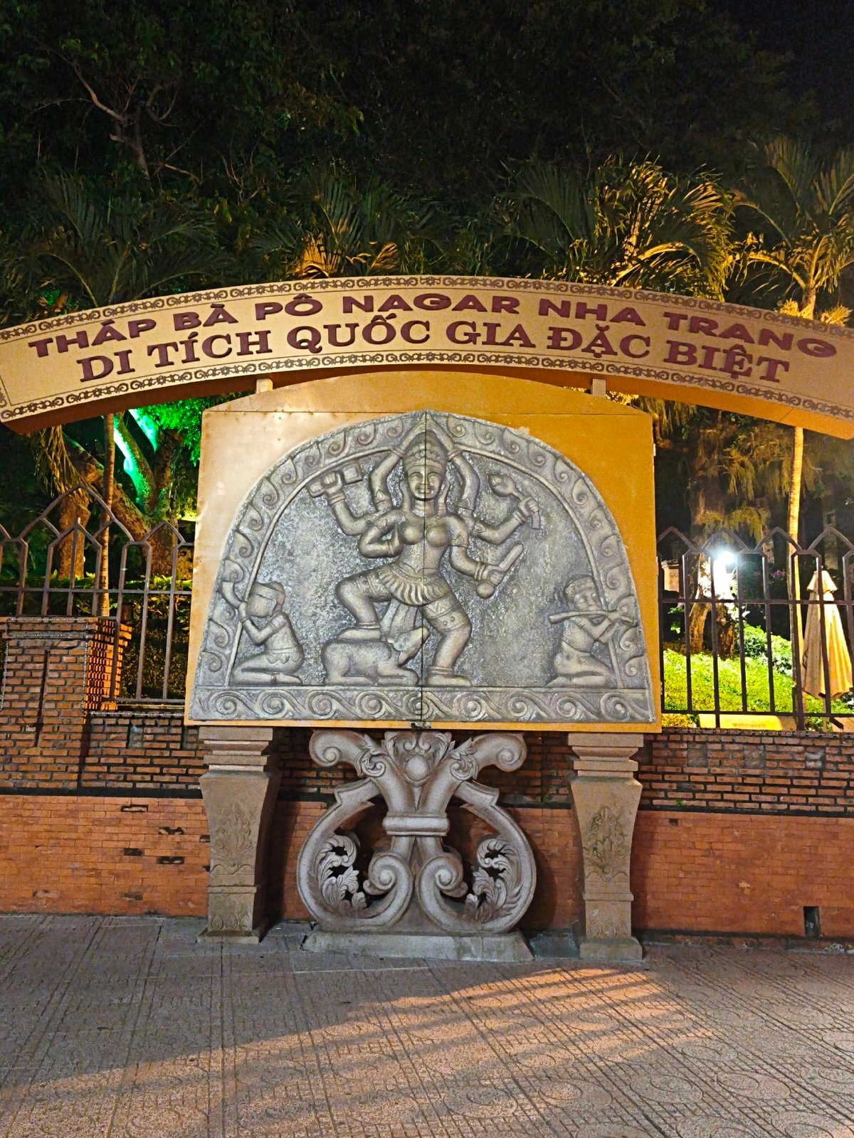 Nha Trang harbor and temple district lit up at night