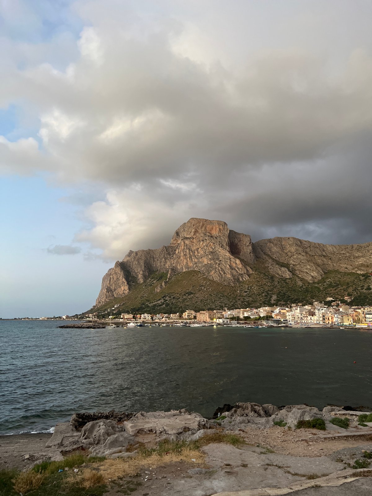 Evening coastal sunset captured in Palermo, Italy