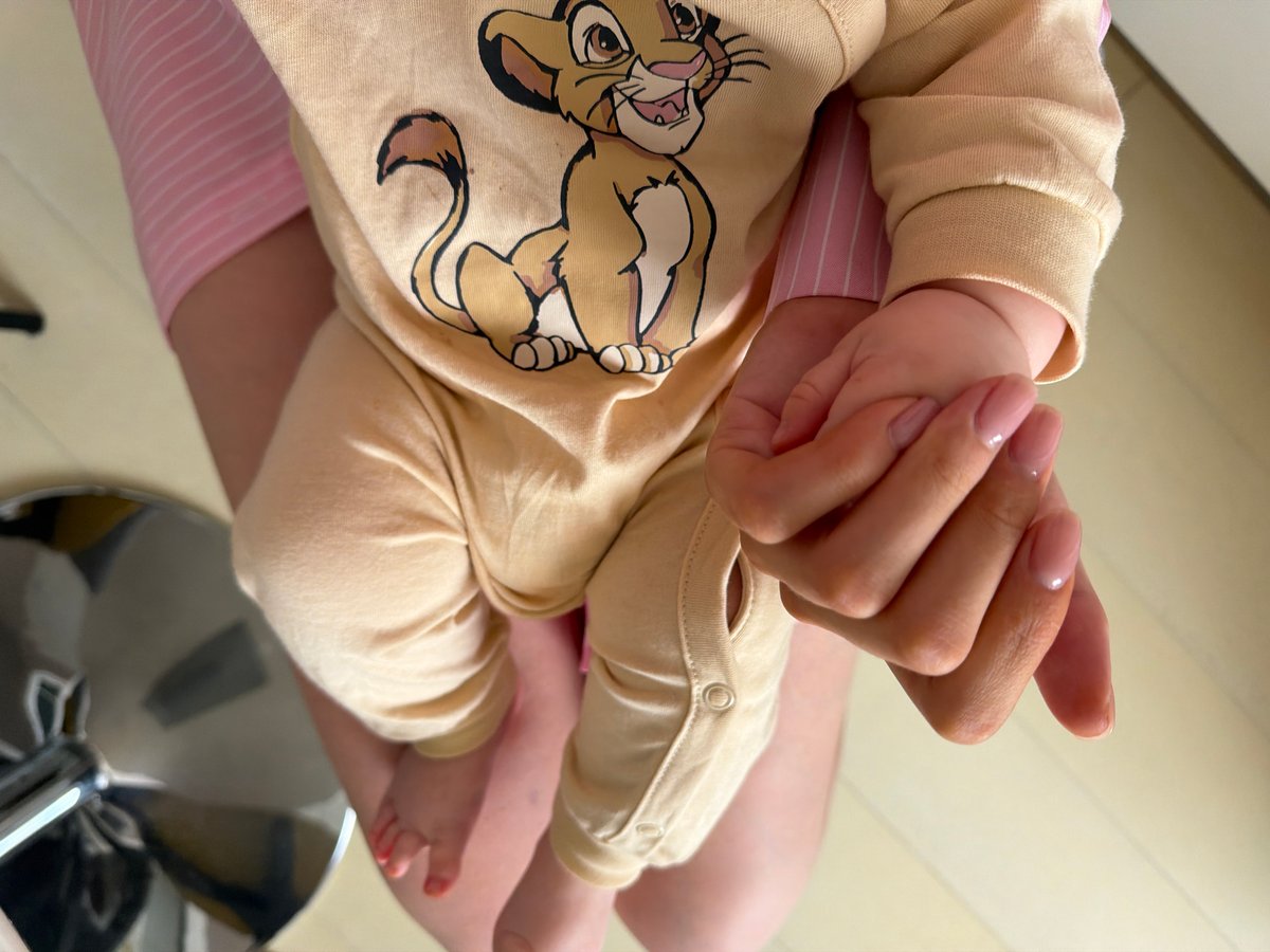 Early morning breakfast shared with baby and dog in Khimki