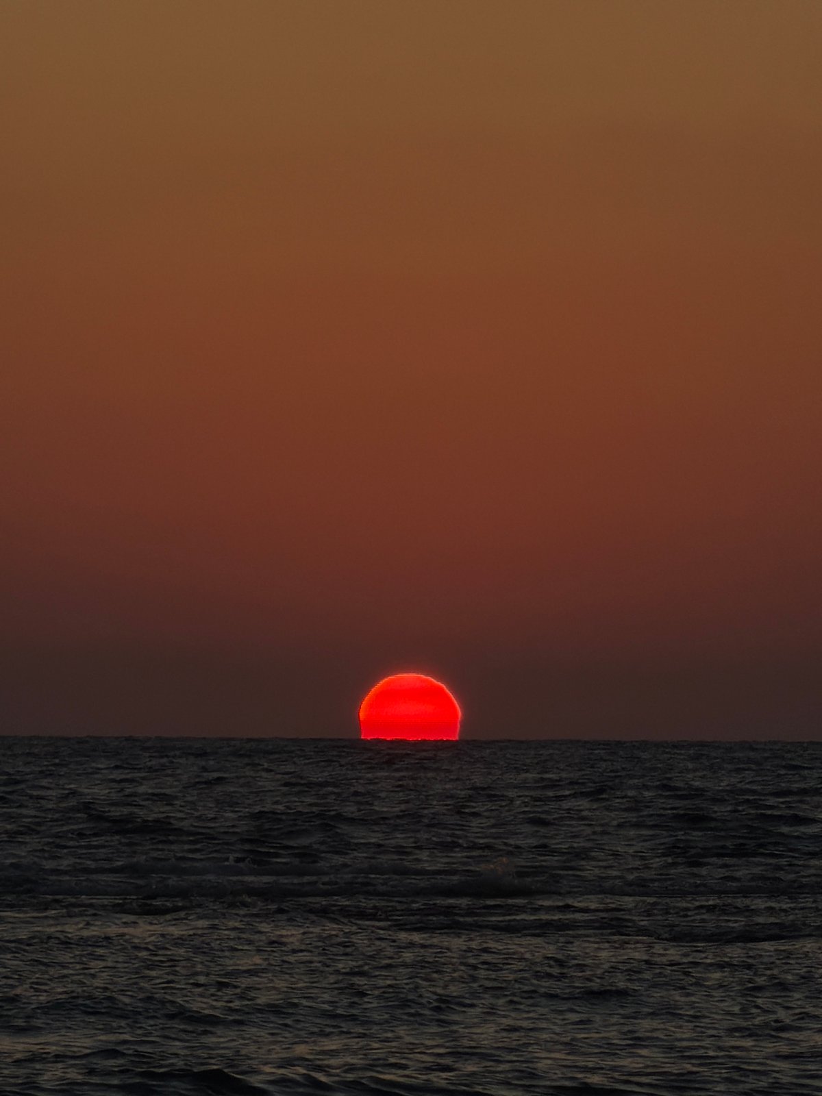 Mediterranean sunset from a Tel Aviv beach, late June