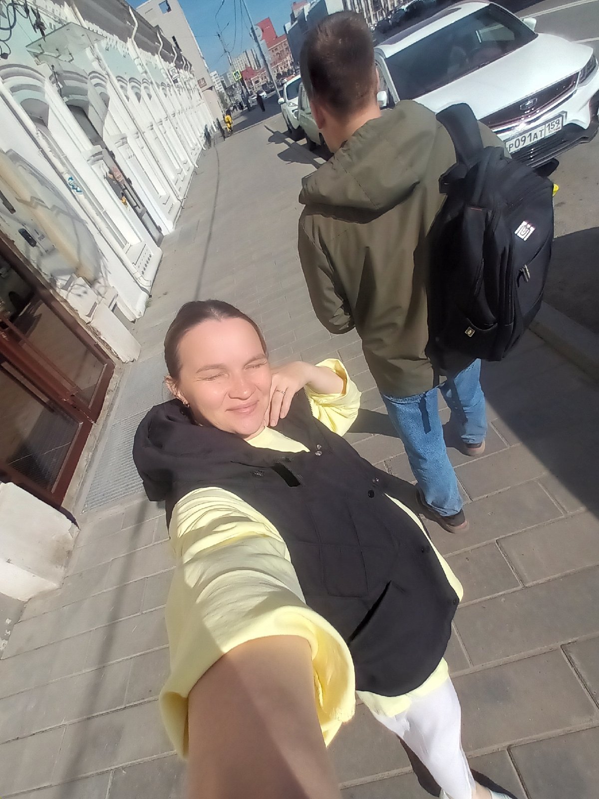 Couple photographed together on walkway in Perm, Russia