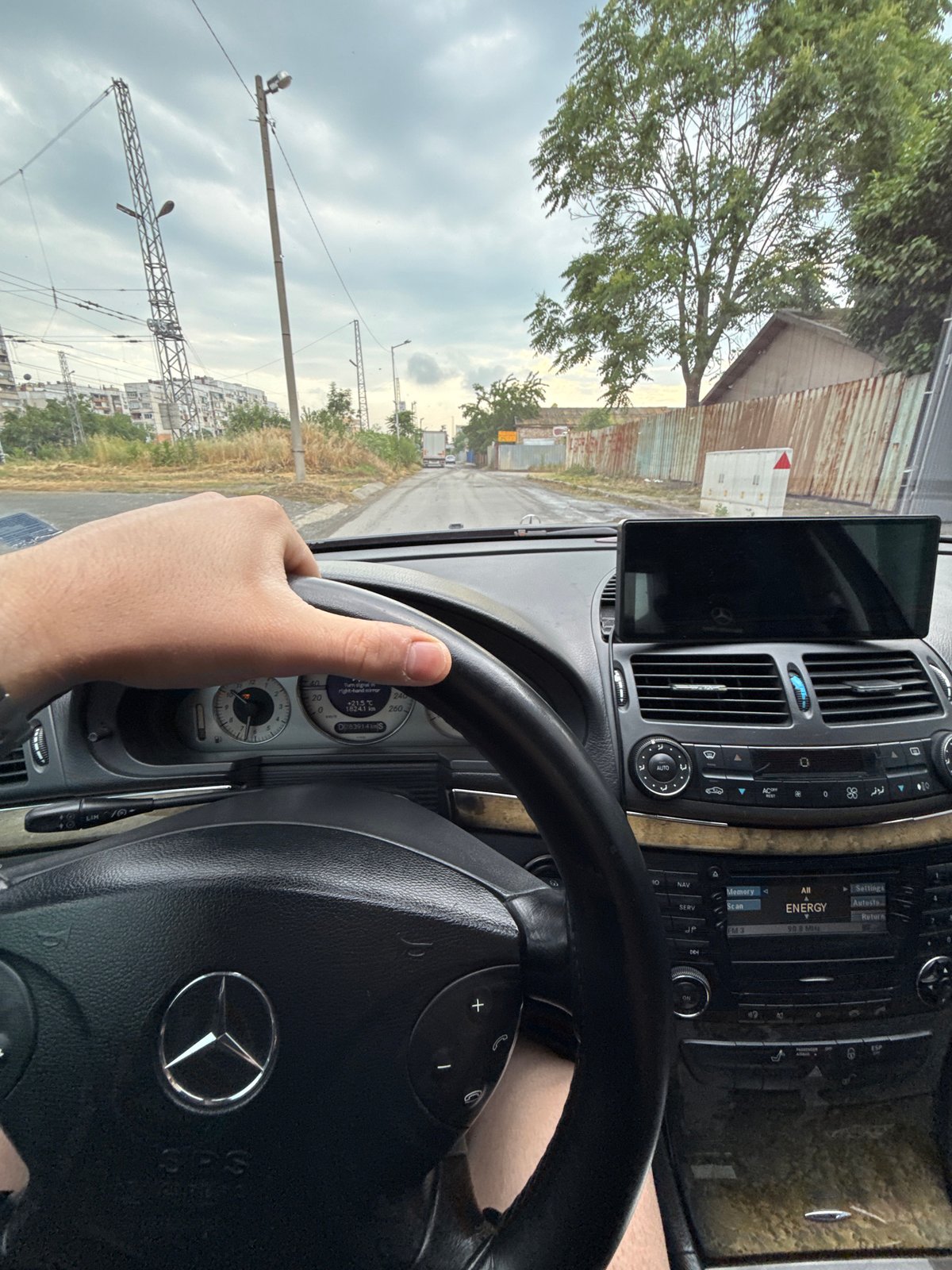 Early morning drive through Stara Zagora captured from Mercedes interior