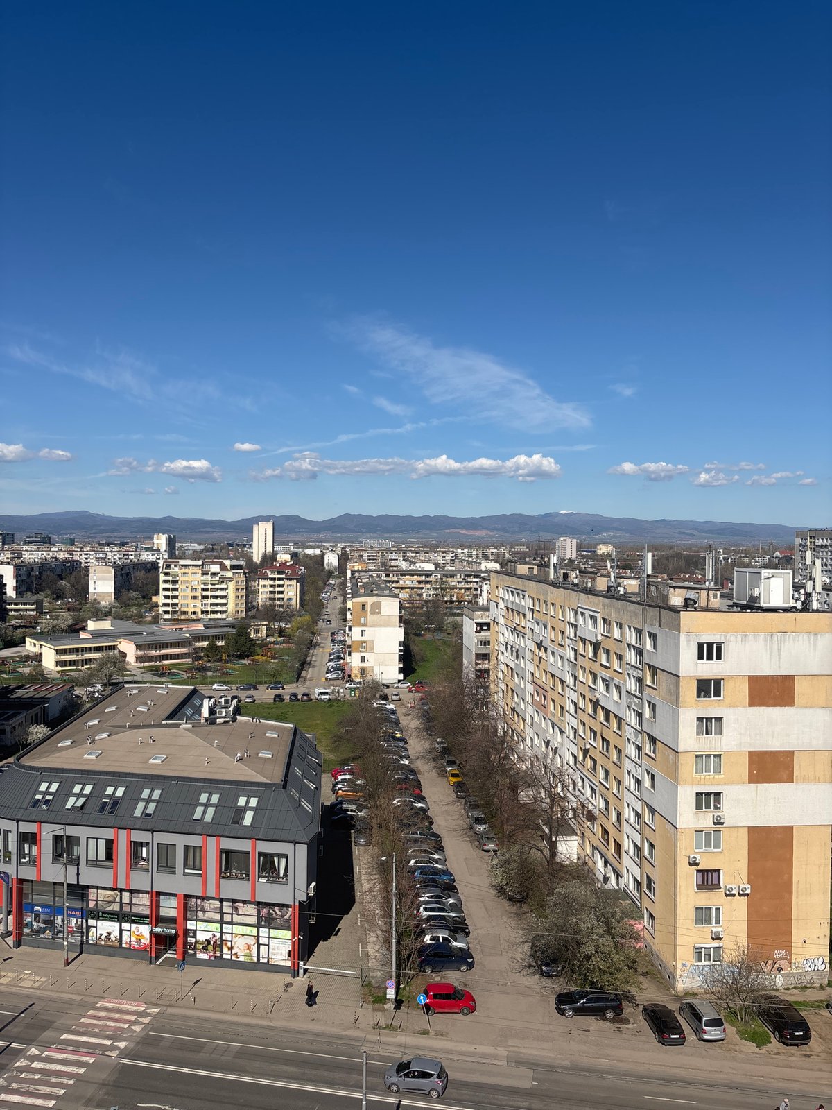 Sofia resident documents elevated cityscape views on spring afternoon