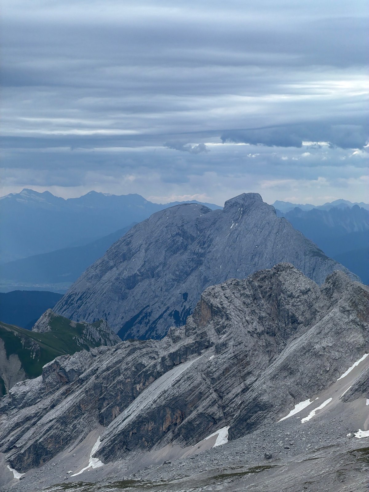 Rocky alpine slopes and snowfields near Garmisch-Partenkirchen