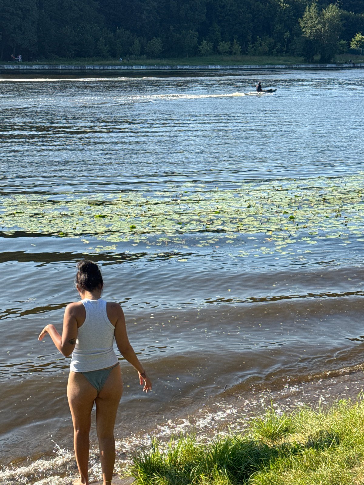 Sunny afternoon at the water's edge in Moscow