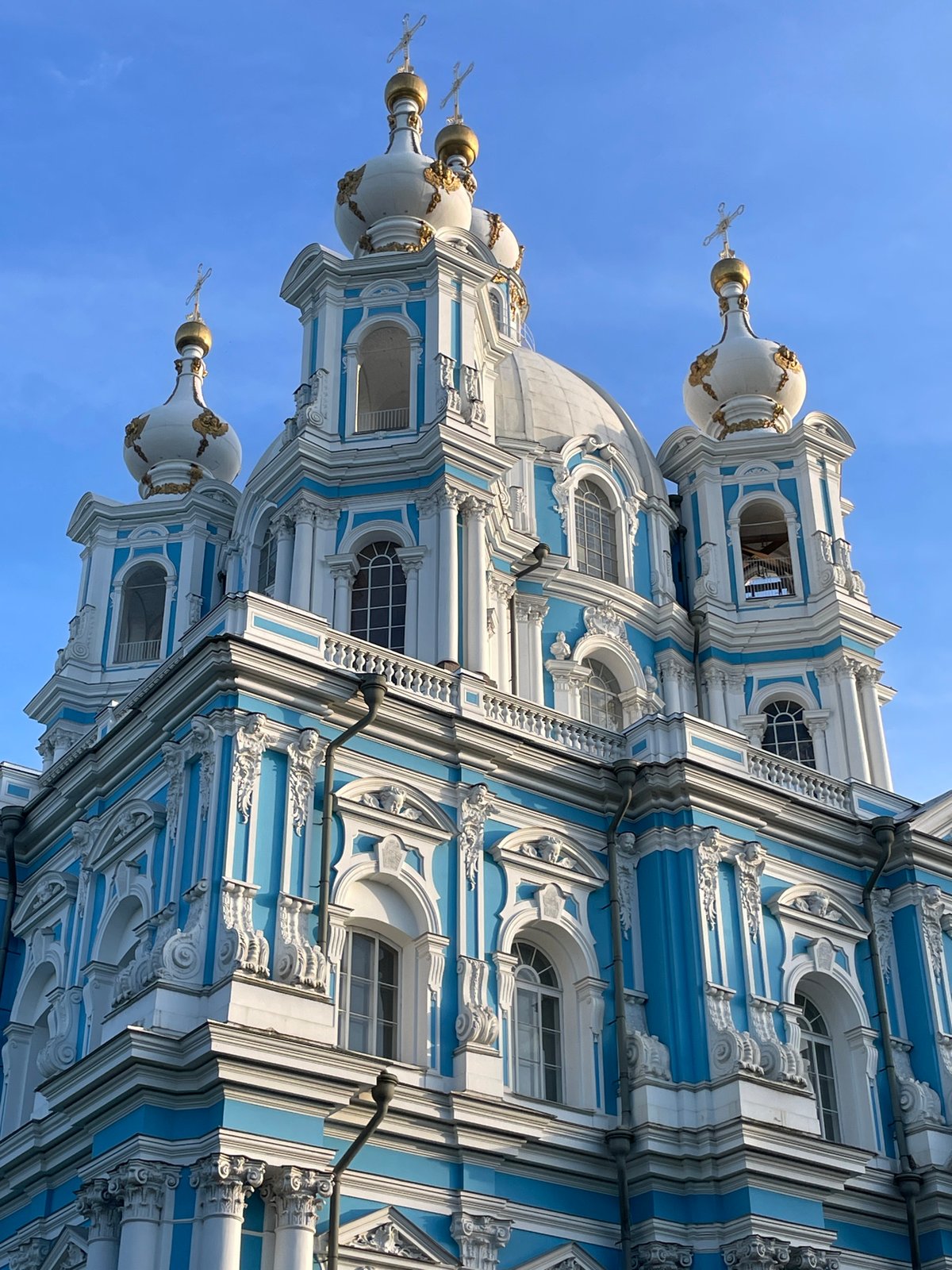 Afternoon observations of Smolny Cathedral in St. Petersburg