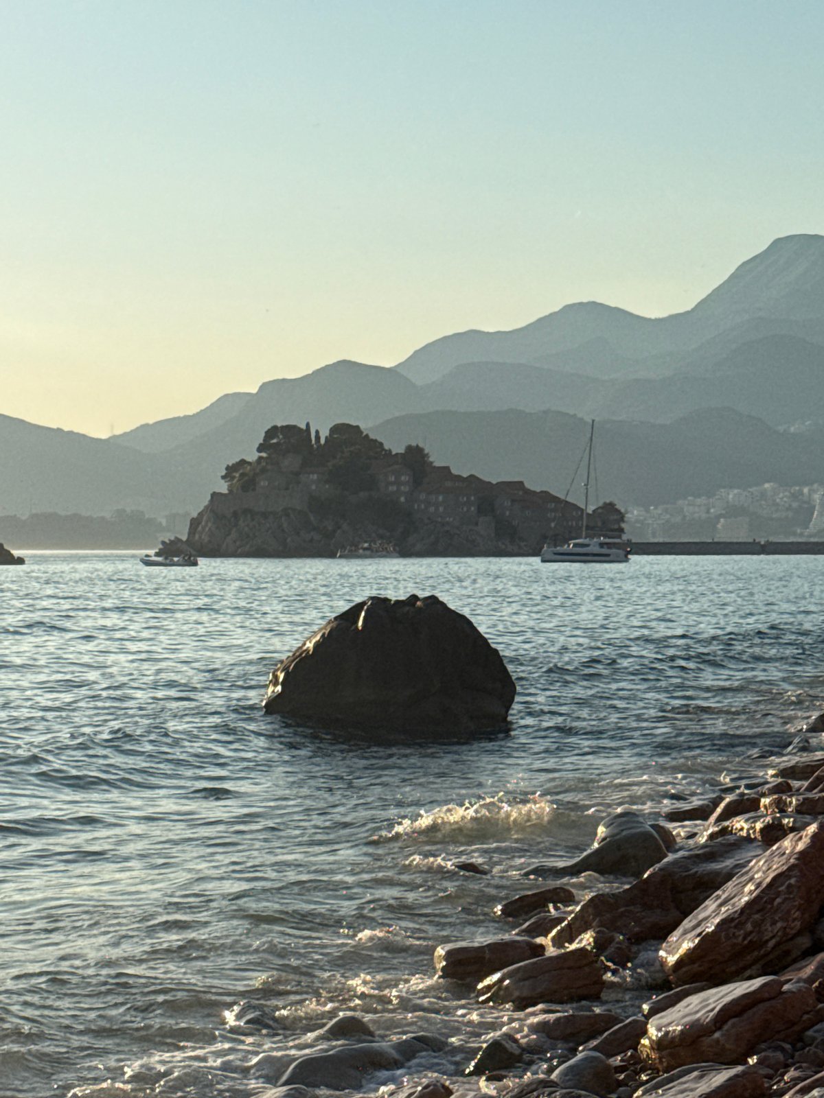 Golden hour on the Sveti Stefan coastline, Montenegro