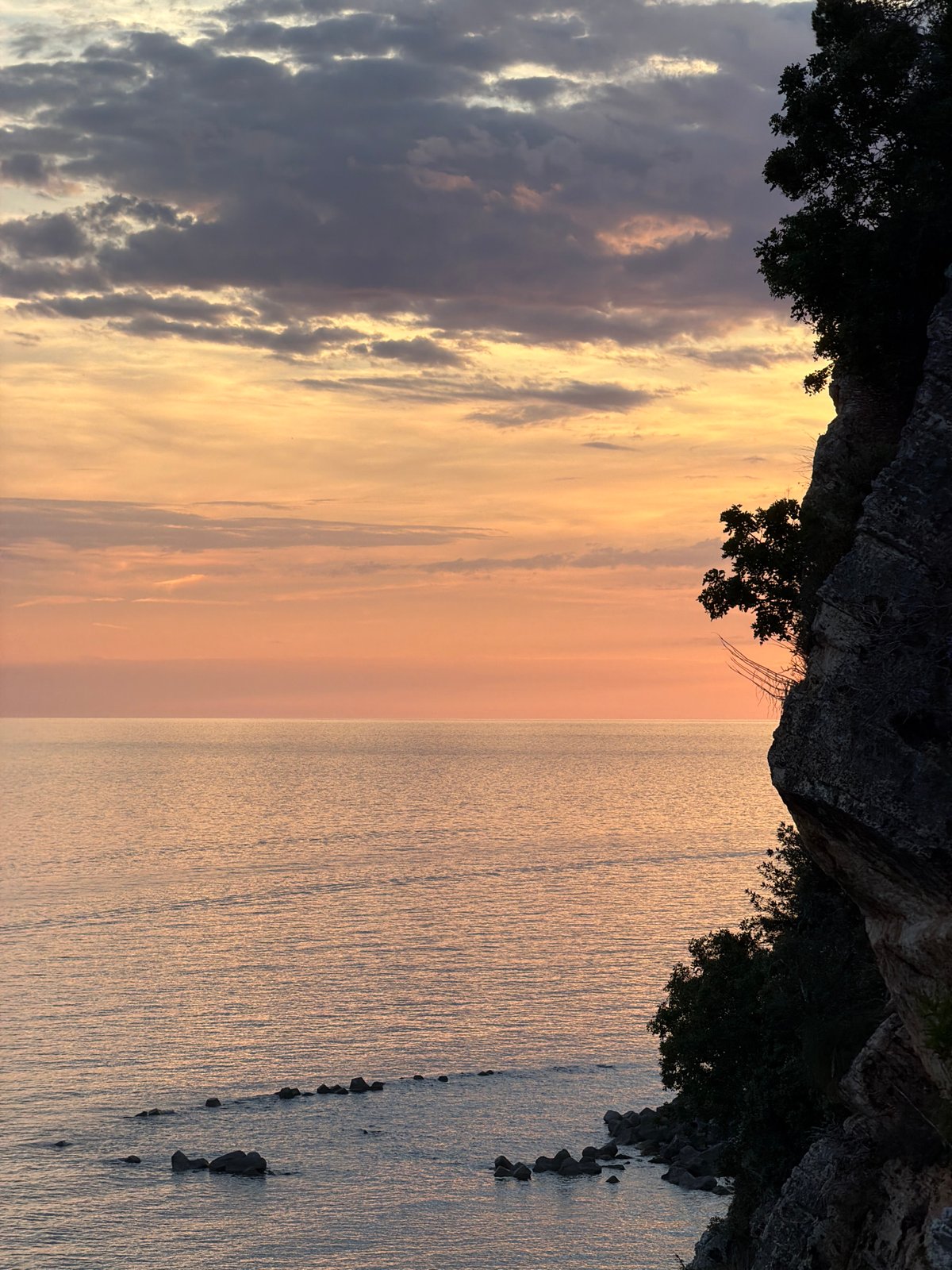 Sunset documented along Montenegro's Adriatic coast near Petrovac