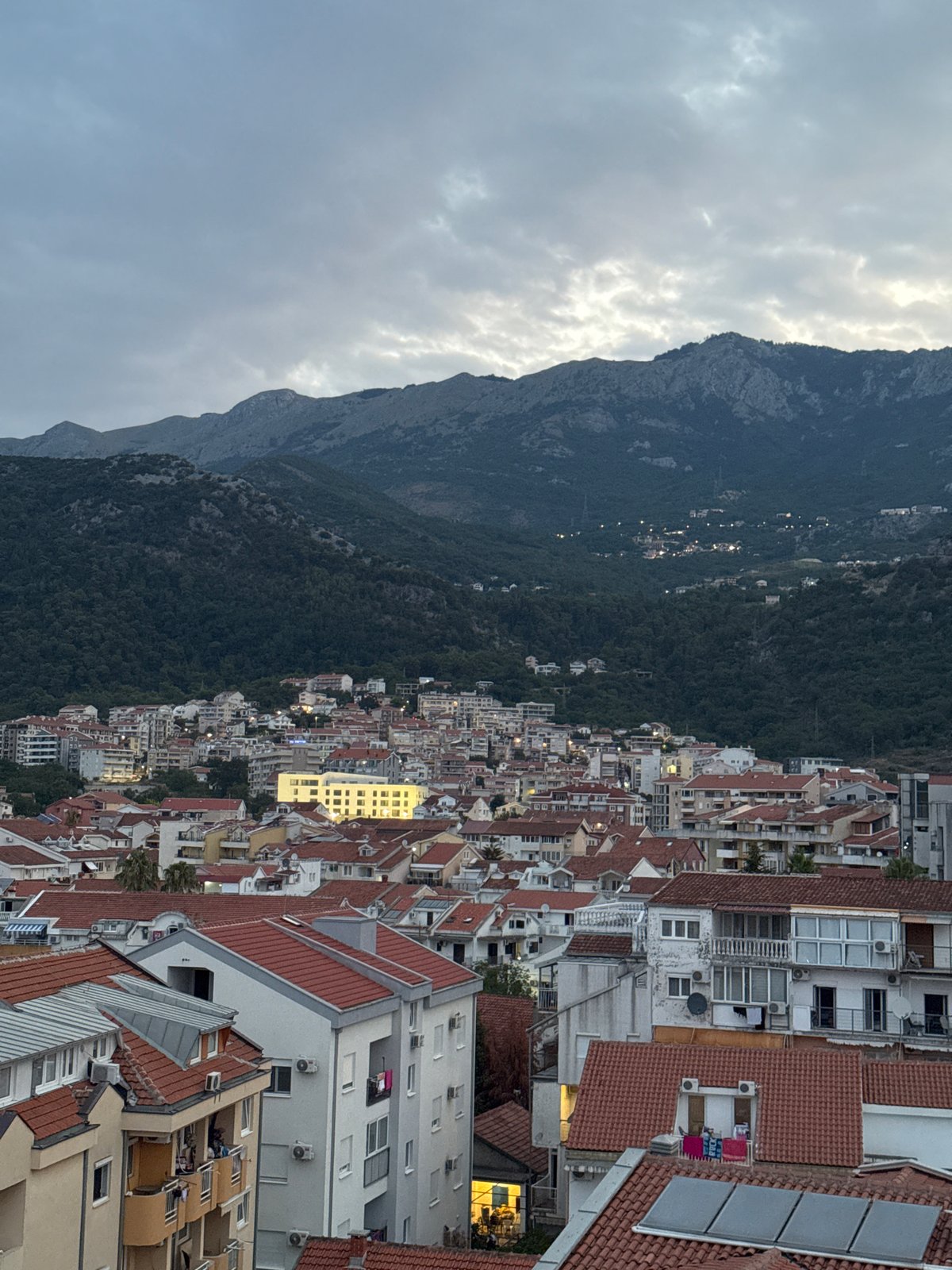 Budva, Montenegro from above — day and night perspectives