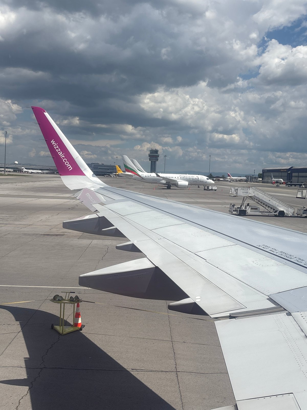 Morning departure from Sofia Airport on a Wizz Air flight