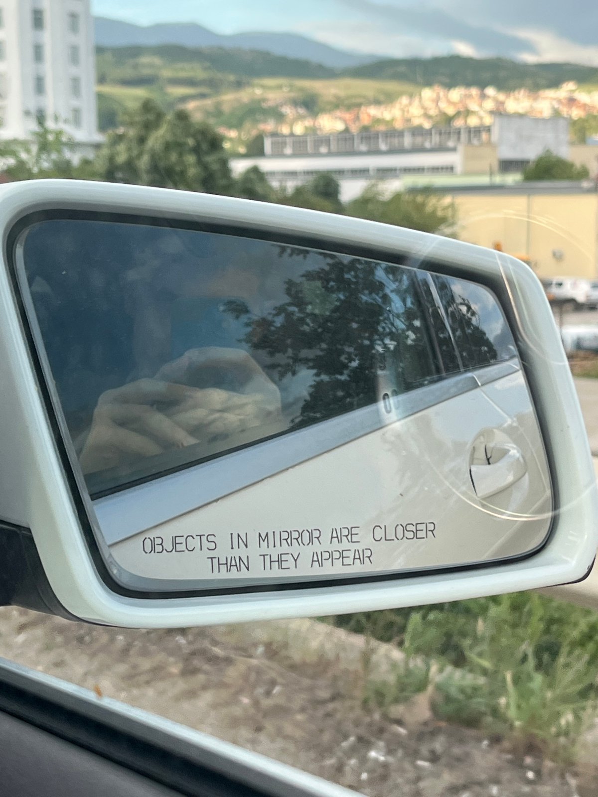 Car journey documented crossing bridge in Blagoevgrad, Bulgaria