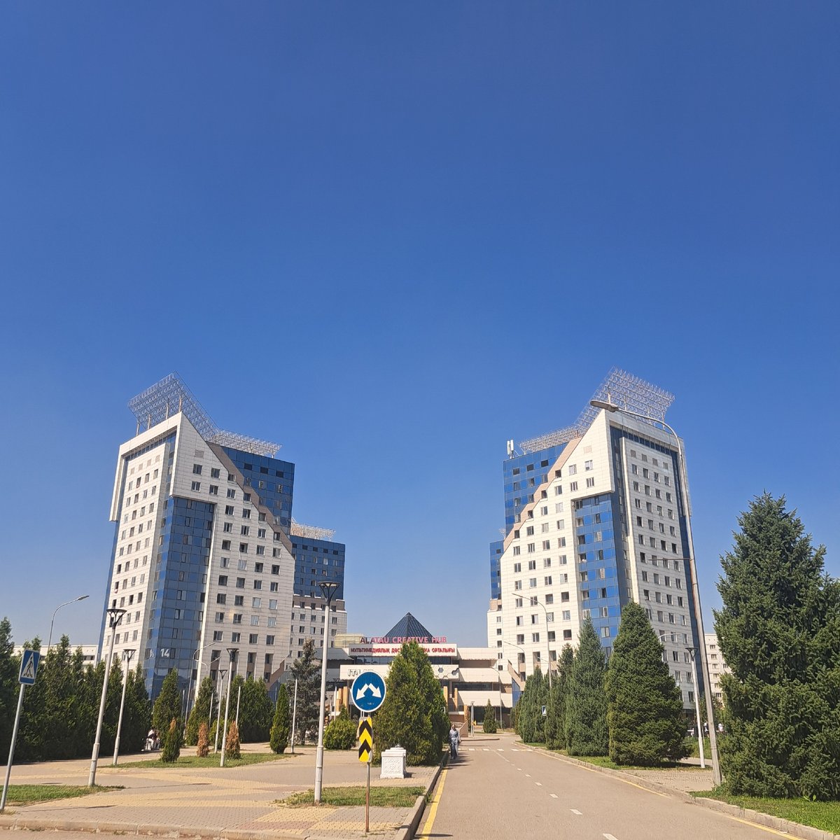 Sunny afternoon around Almaty's modern architecture