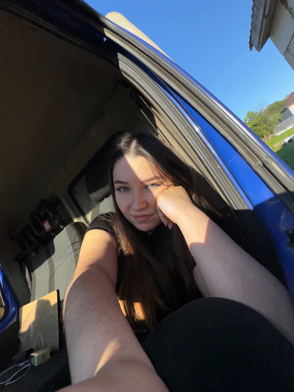 Woman documents leisurely afternoon in vehicle, Krasnokamsk Russia