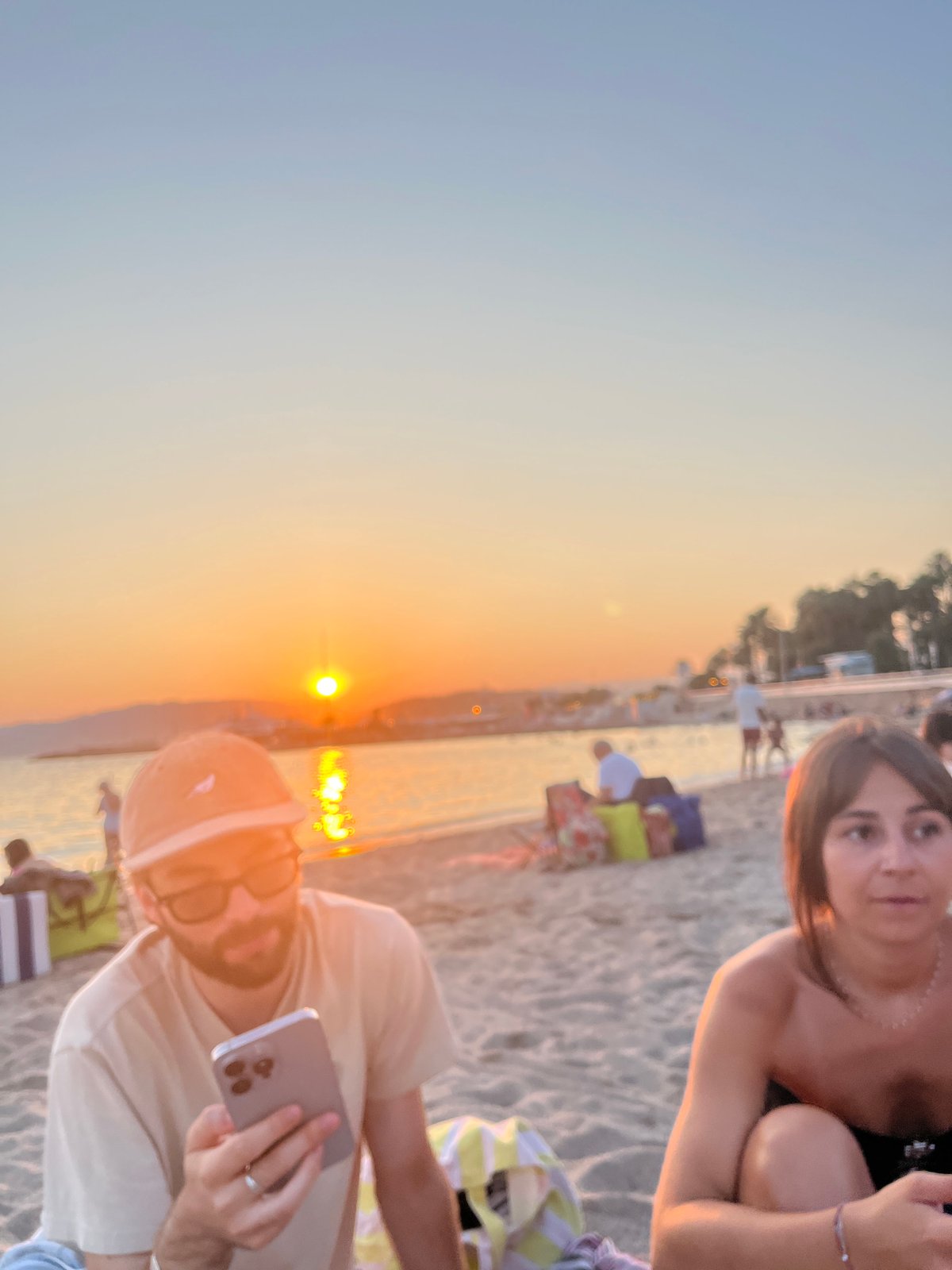 Golden hour on the Cannes waterfront, late July evening