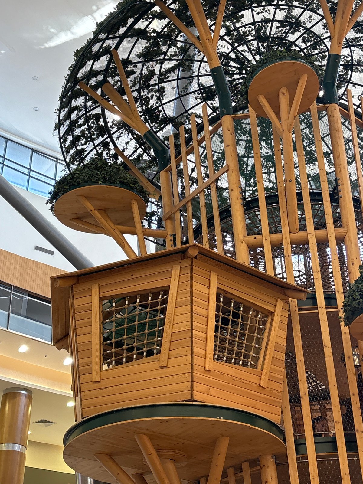 Mall visit: tree-shaped play structure, Costa Coffee, jelly lollipop