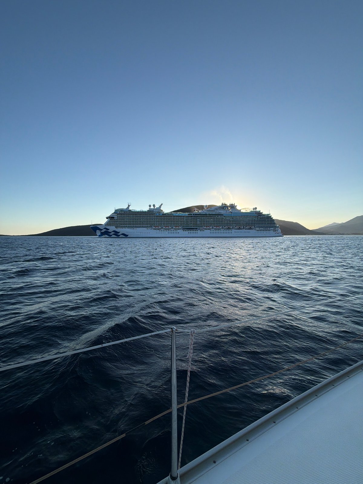 Cruise ships anchored in the bay off Luštica, Montenegro