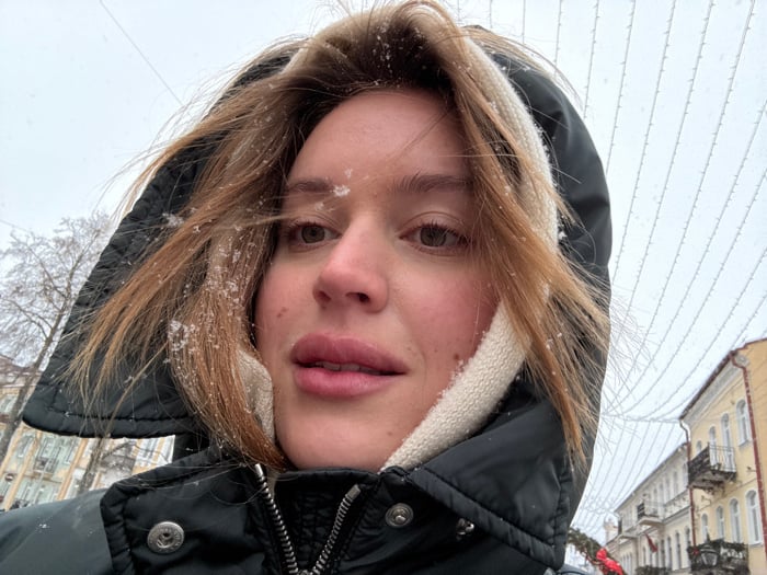 Afternoon snowfall documented in Hrodna, Belarus