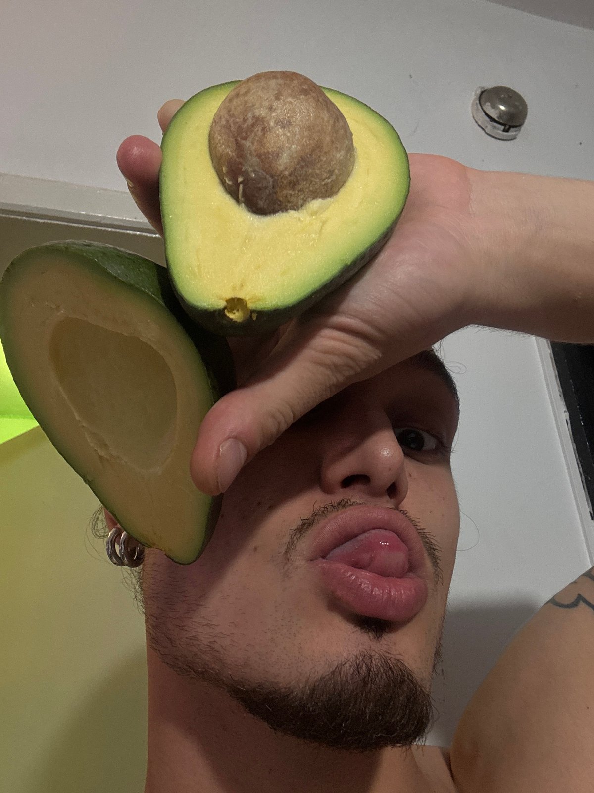 Avocado toast prep with a side of bell pepper goofing around