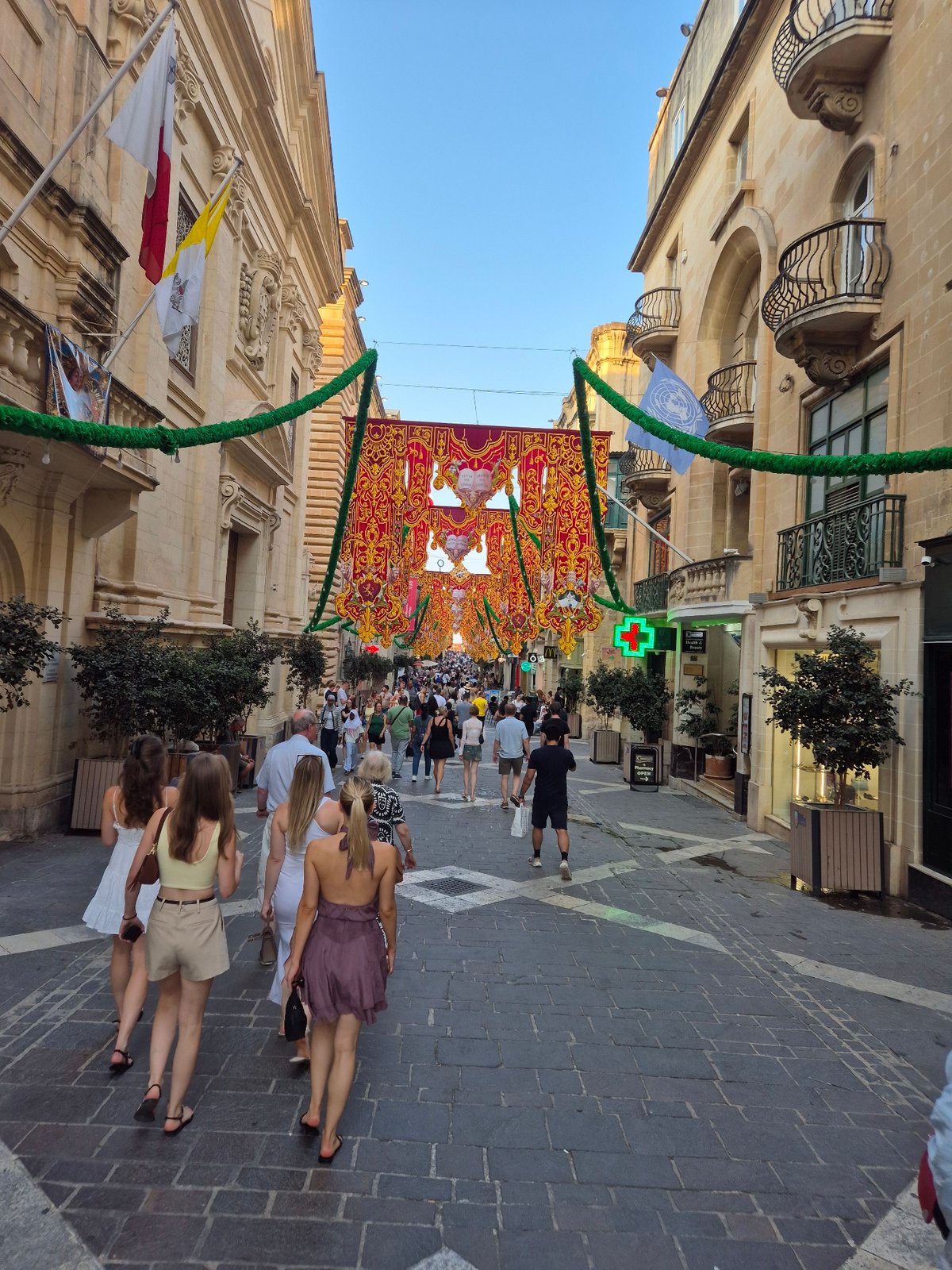 Street festival in full swing in Valletta's cobblestone center