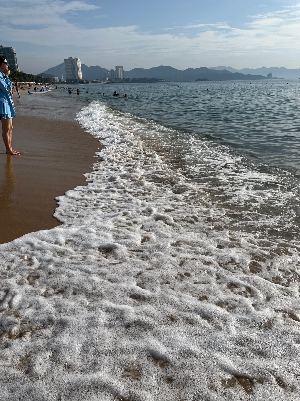 Busy morning on Nha Trang's beachfront shoreline