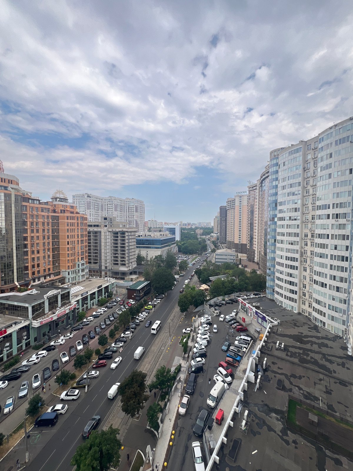 Aerial views of Odesa streets and Hotel Complex ODESSA