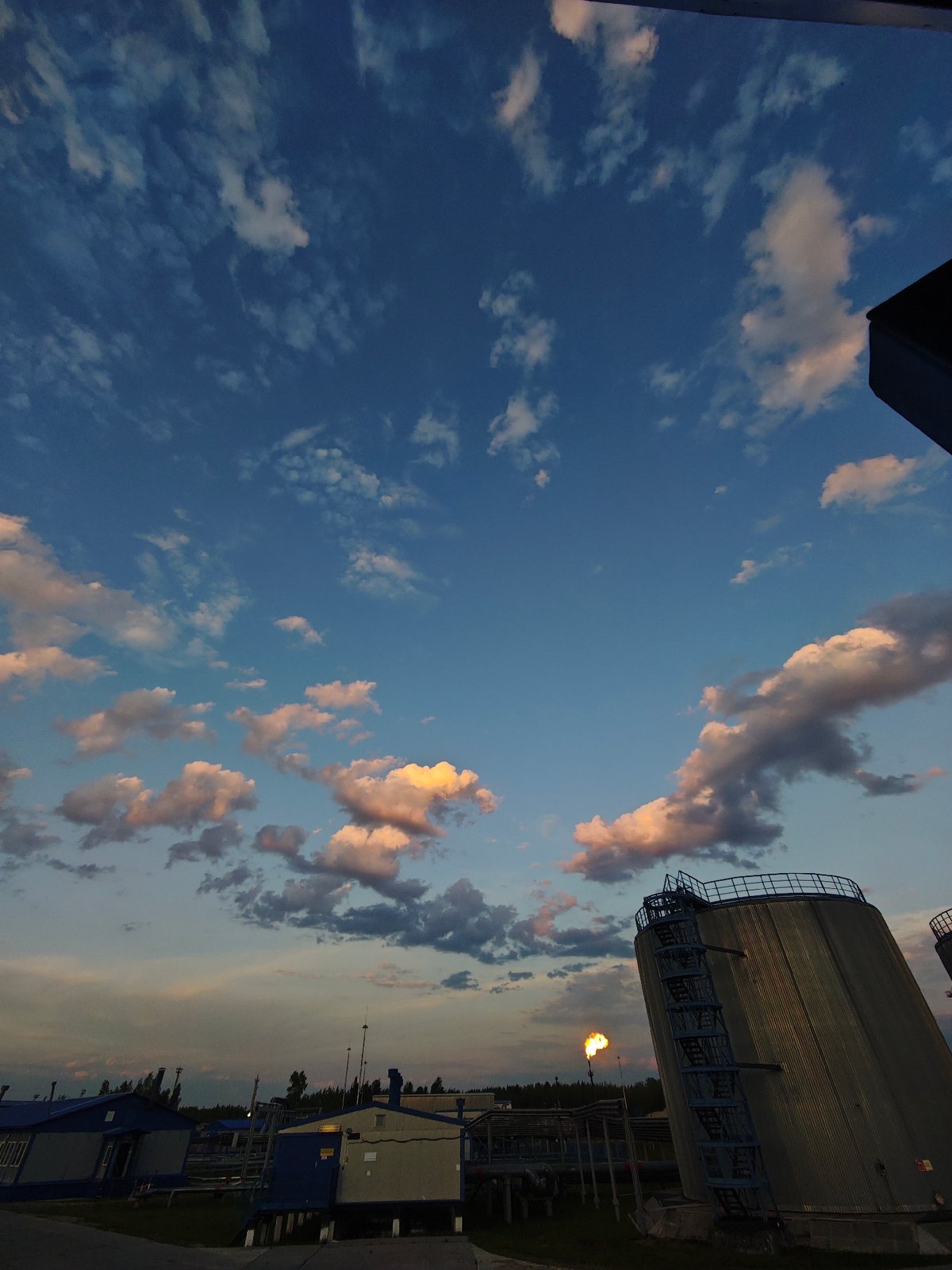 Industrial facility observed during twilight in remote Russia location
