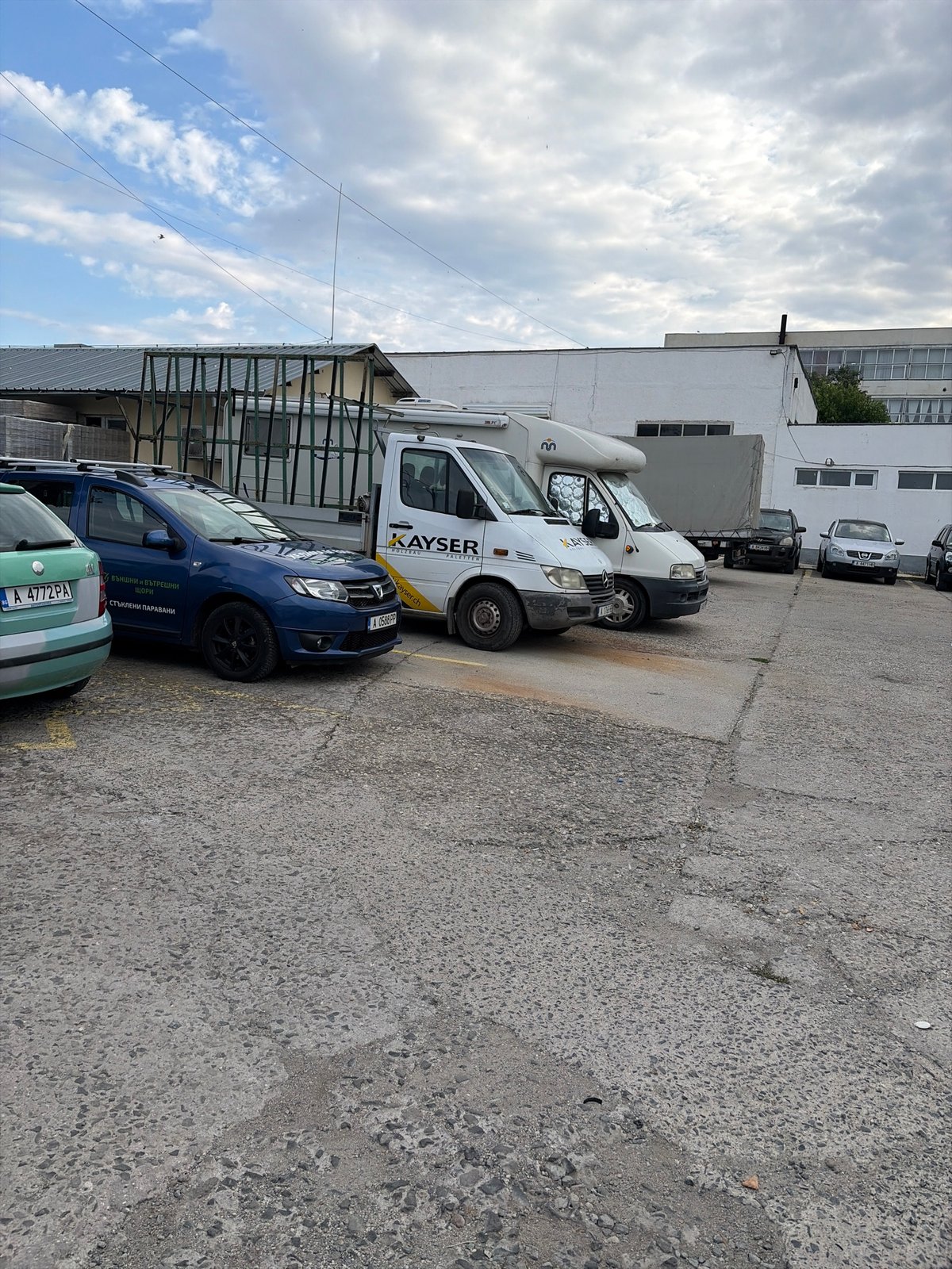 Parking lot scene near industrial Burgas on a cloudy day
