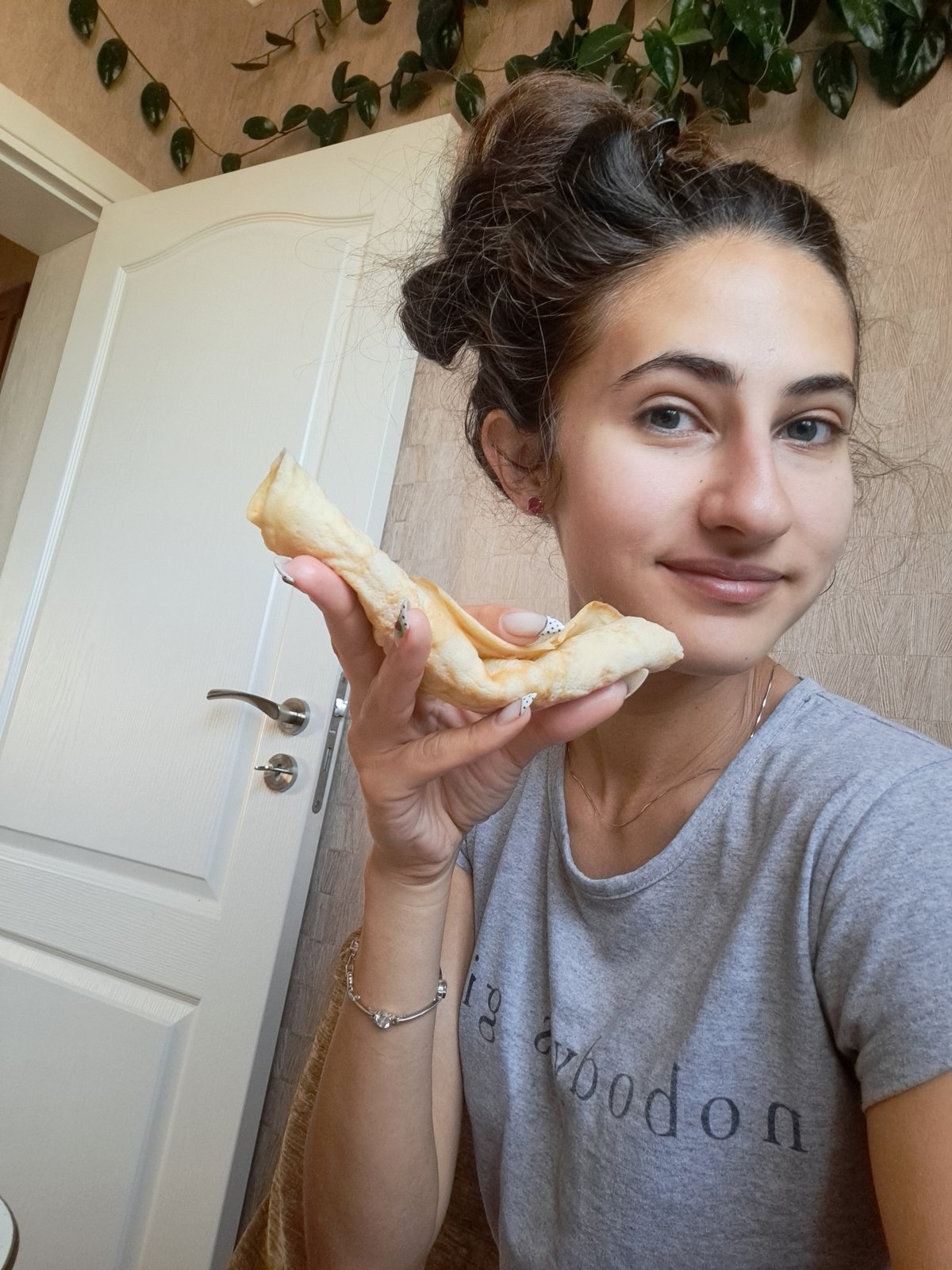 Woman documents quiet morning routine with dog in Bulgarian village
