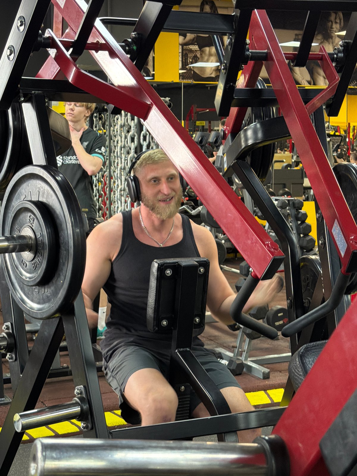 Morning gym session documented in Krasnoyarsk with architectural observations