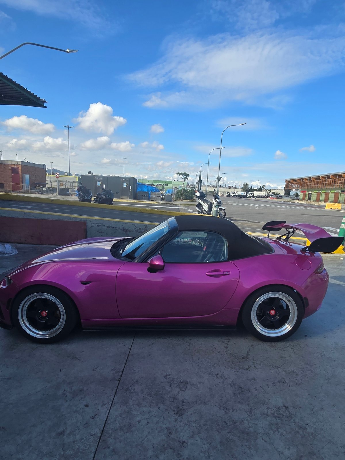 Pink convertible sports car spotted parked in Barcelona