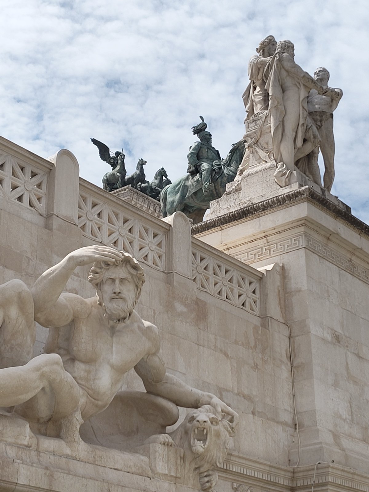Tourist documents Rome's historic monuments during morning visit